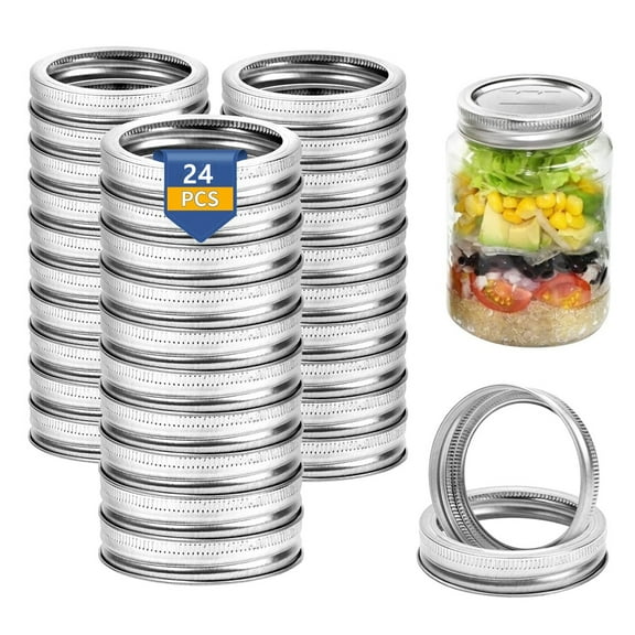 24 Pieces Regular Mouth Canning Jar Replacement Metal Rings Practical Screw Jar Bands Leak Proof Tinplate Metal Bands Rings, Compatible with Mason