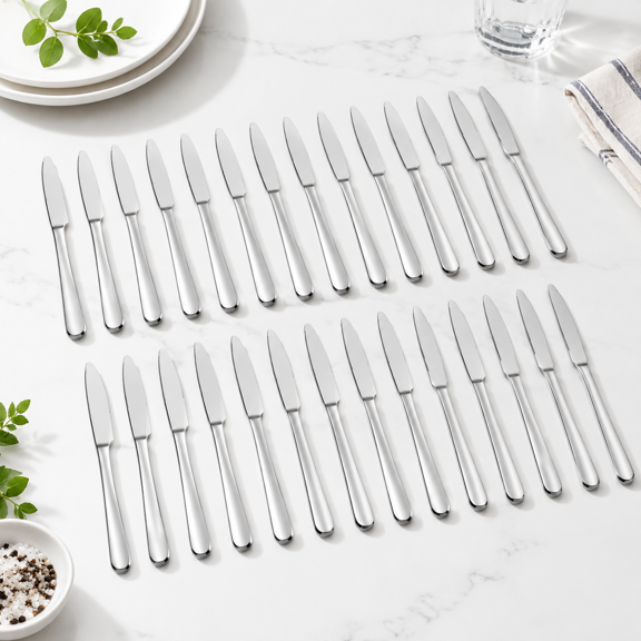 24 Pieces Set - 9 Inches Dinner Er Food Grade Stainless Steel Table Dishwasher Safe & Mirror Polishedware For Home/restaurant/kitc