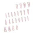 thumbnail image 1 of 24 Pieces Set Light Red Chrome Fake Nails Long Pointed False Nails Full Cover Artificial False Nails Chrome Mirror Square Nails Press on Acrylic Nails Reusable Nail Stick for Women Girls, 1 of 5