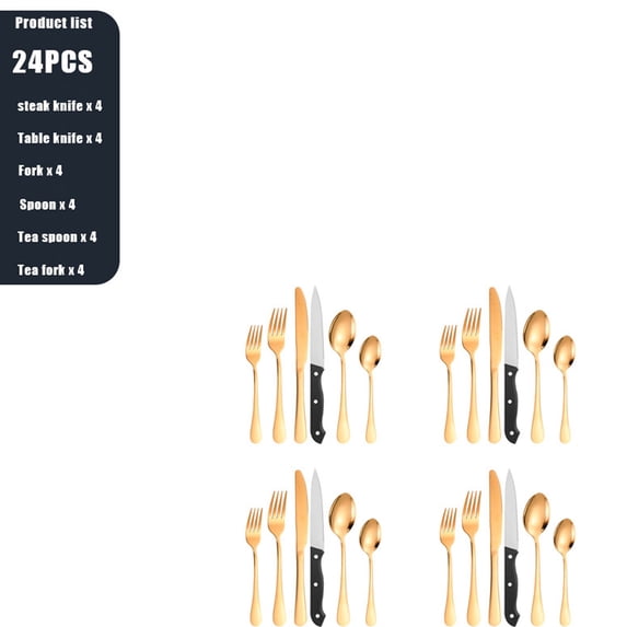 24 Pieces Silverware Set, Stainless Steel Flatware Cutlery Set for 4, Fancy Tableware Eating Utensils for Home Kitchen Restaurant Hotel,Rose Gold