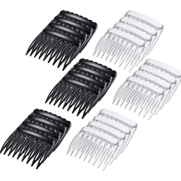 24 Pieces Small Hair Side Combs Plastic French Teeth Hair Combs Hair Clip Comb DIY Bridal Wedding Veil Comb for Fine Hair and Most Hairstyles Black and Clear