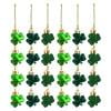 24 Pieces St Patrick's Day Shamrocks Ornament for Tree Mini Clover Decorations Lucky Irish Green Trefoil Hanging Bauble for St Patricks Day Table Shelf Festival Decoration