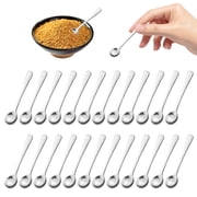 24 Pieces Stainless Steel Mini Spoons for Spice Jars, 2.75" Tiny Condiment Spoon, Metal Little Scoops for Sugar Salt Pepper Honey Seasoning Serving Silver