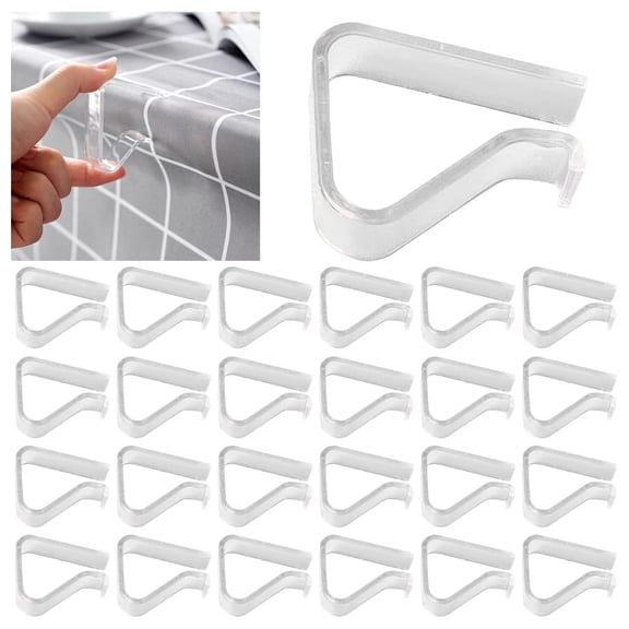 24 Pieces Clear Tablecloth Clips, Durable Plastic Table Cover Holders, Windproof Transparent Clamps for Securing Tablecloths Indoor Outdoor Party, Wedding, Christmas Event, Picnic, Camping