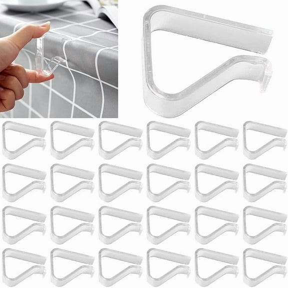 24 Pieces Transparent Clear Tablecloth Clips, Plastic Table Cloth Clips，Windproof Table Cover Holder Clamps，Table Cloth Holder for Christmas Home Wedding Party Indoor Outdoor Camping Picnic (Large)