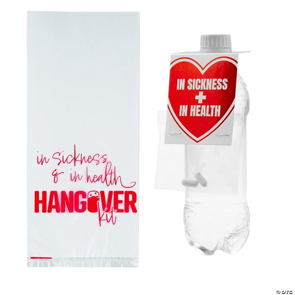 24 Pieces Wedding Party Hangover Kit Favor Bags with Water Bottle Tag for 12 Guests