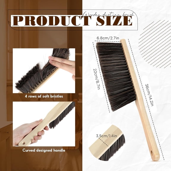 24 Pieces Wooden Dust Brush Bulk Hand Broom Bench Soft Bristle Cleaning Outdoor Furniture Brushes with Long Wood Handle for Cleaning Car Bed Sofa Fireplace Couch Clothes