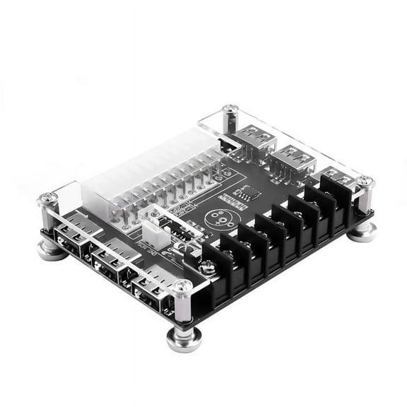 24 Pin/20Pin ATX Power Supply Breakout Board Module Adapter Power Connector Support 12V -12V 5V 5VSB 3.3V with Case,1 x Adaptor board,Black