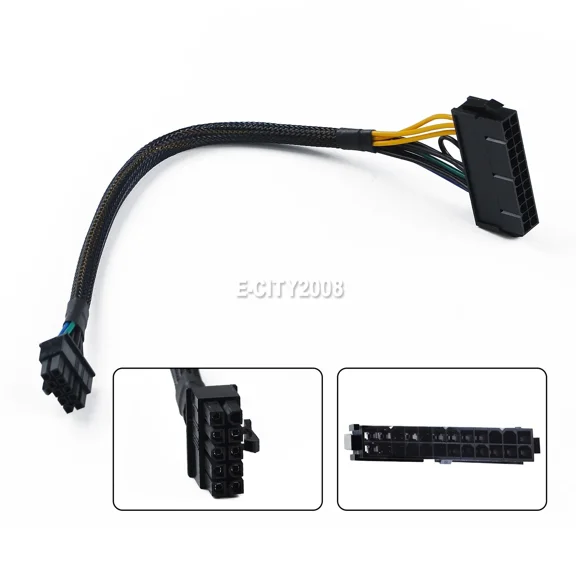 24 Pin To 10 Pin Atx Psu Sleeved Adapter Cable For Ibm / Lenovo Desktop / Server
