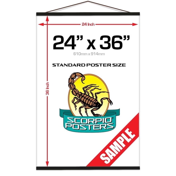 24" Pine Wood Magnetic Poster Hanger - Black
