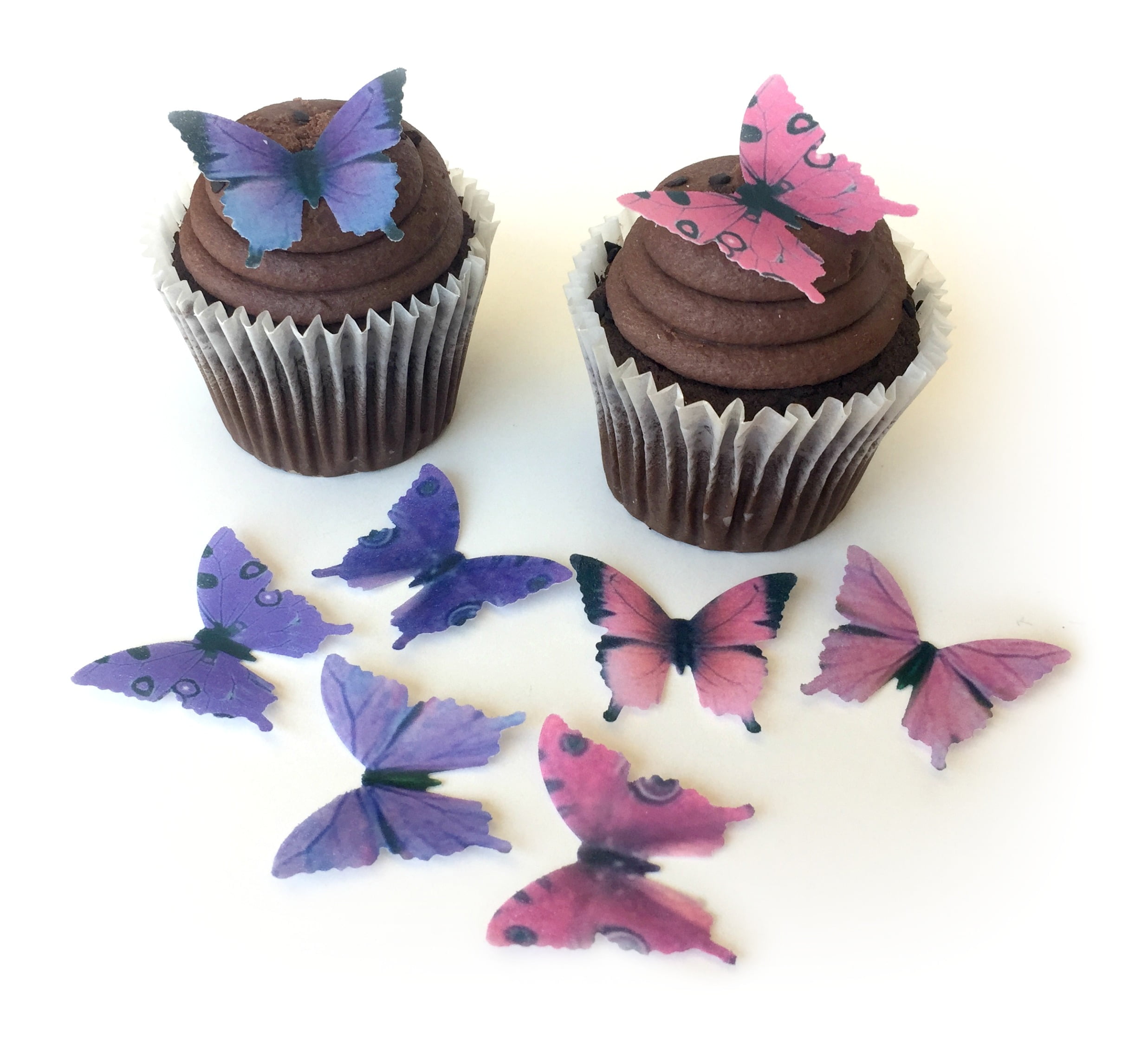 DECO MACHINE 24 Pink Purple Variety Assorted Wafer Paper Butterflies 1.75 Inch for Decorating Desserts Cupcakes Wedding Cakes