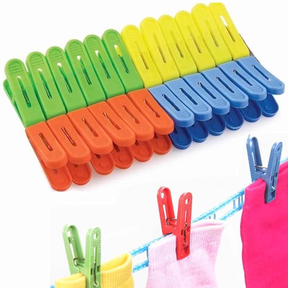 Cabilock 32 Pcs Clips for Pictures Picture Clips Travel Clothesline  Portable Clothes Line Clothespin Spring Clothespin Metal Multi-Purpose  Clothesline