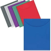 24 Plastic Envelopes, Reusable Poly Envelopes, Letter Size, Assorted Colors, Transparent, TOP Loading, with 1" Gusset for Extra Capacity, Hook and Loop Closure, by Better Office Products