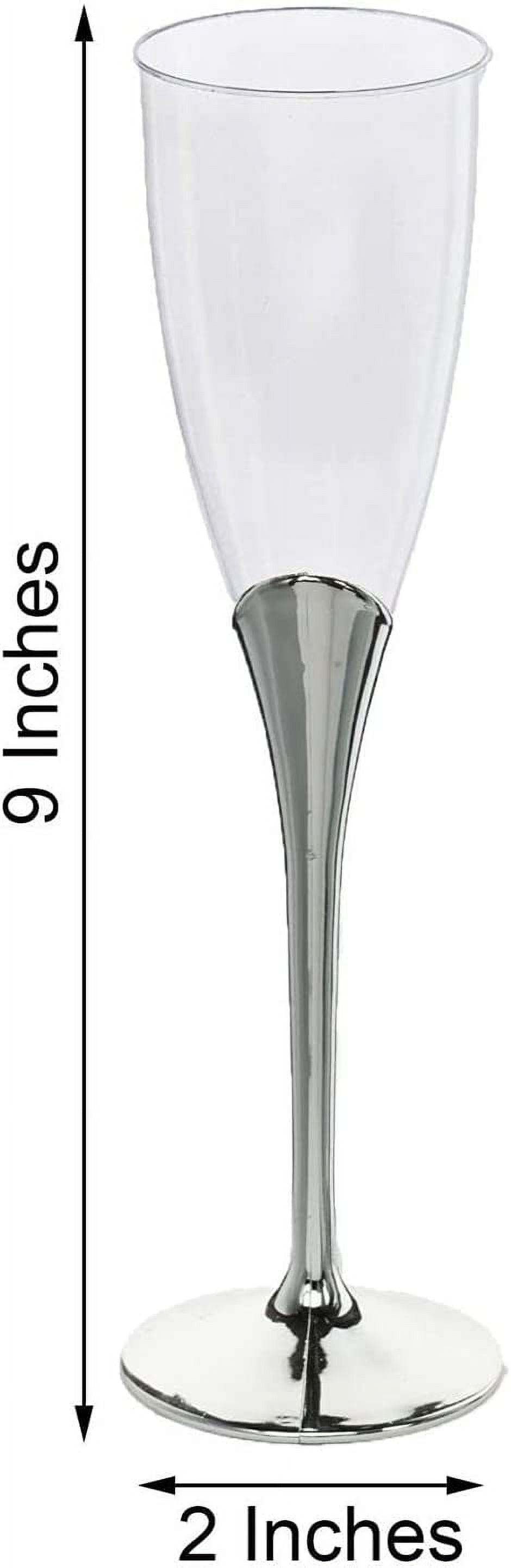 24 Plastic Flutes 5 oz Silver Champagne Glasses Disposable Wedding