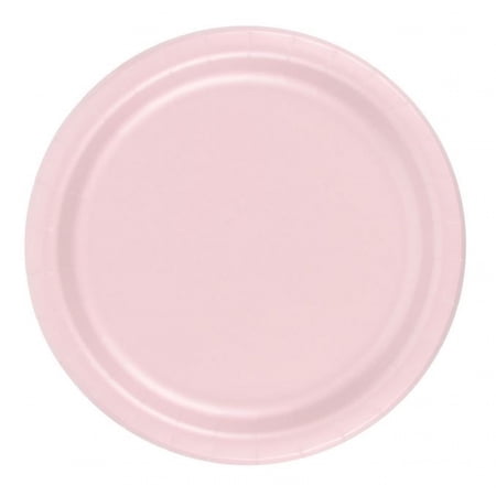 24 Plates 9" Paper Dinner Lunch Plates Wax Coated - Pink