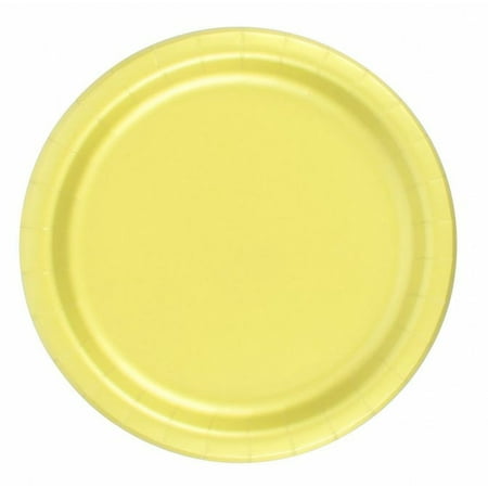 24 Plates 9" Paper Dinner Lunch Plates Wax Coated - Yellow