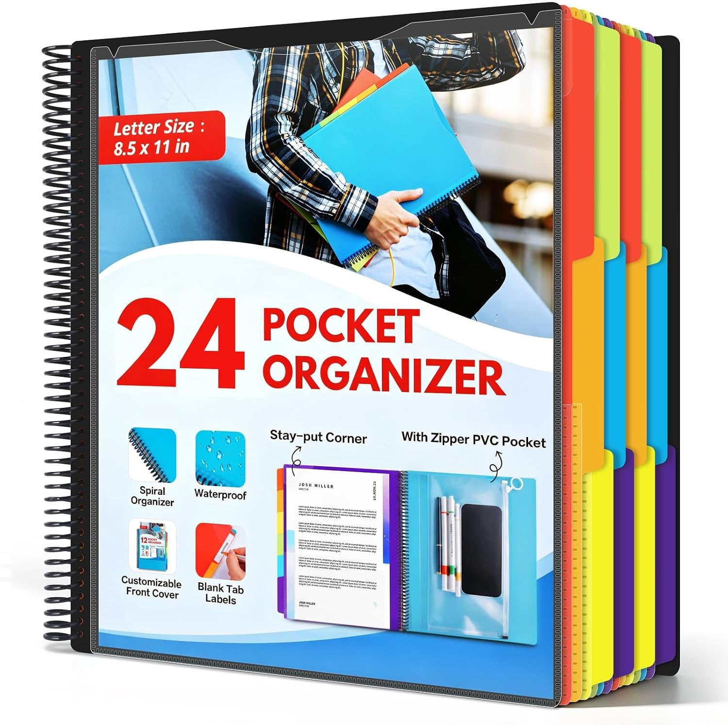 24 Pocket Poly Project Organizer for Office & , Large Capacity ...