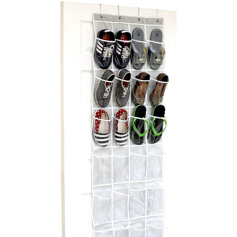 24 Pockets Crystal Clear Over The Door Hanging Shoe Organizer 64 x 19 Walmart