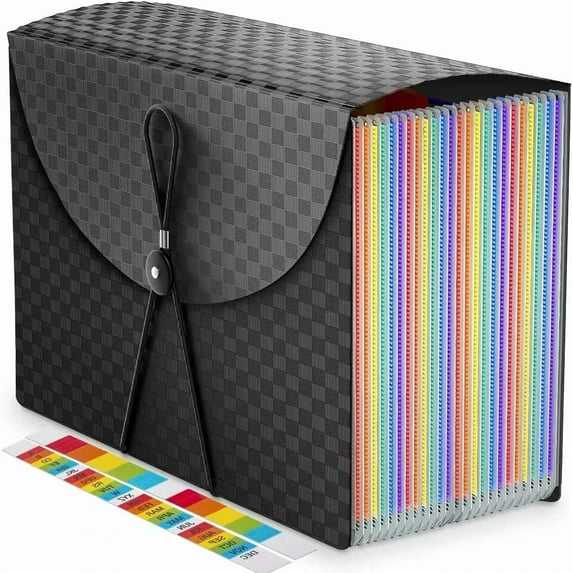 24 Pockets Expanding File Folders Accordian File Organizer Storage Box