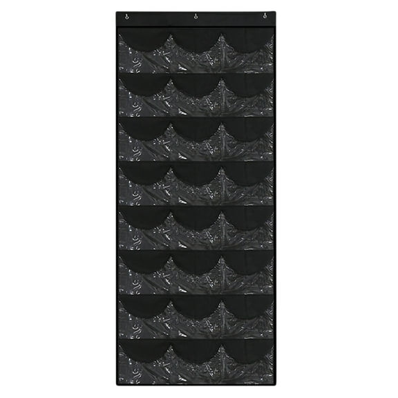 24 Pockets Hat Rack for Baseball Caps, Baseball Hat Organizer for Wall/Over The Door, Caps Hat Holder Hanger for Closet with Large Clear Pockets & 3 Hooks, Hat