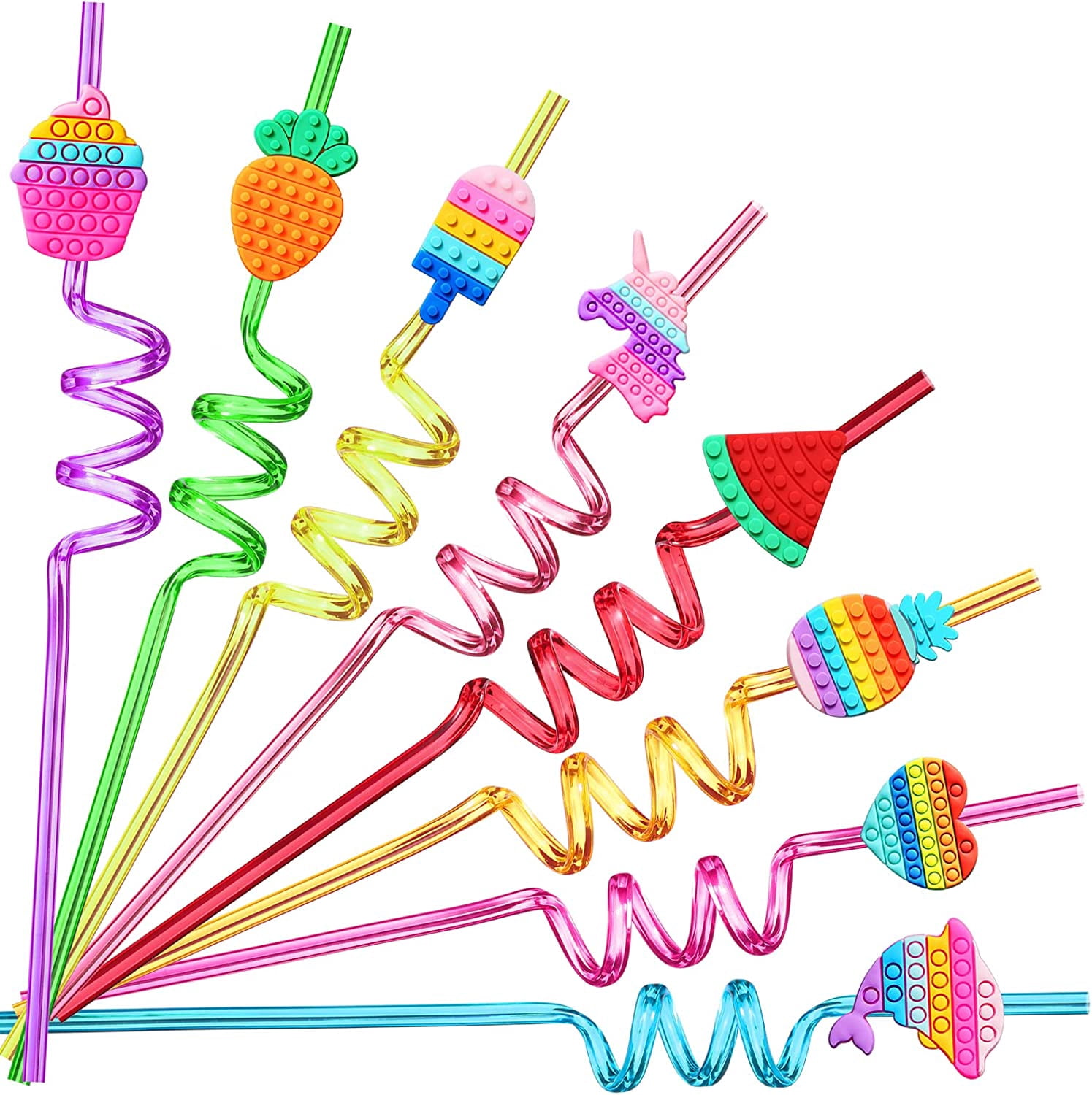 Fidget Staws 24 Pop Birthday Party Favors it Plastic Drinking Straws 8 Pop Fidget ...
