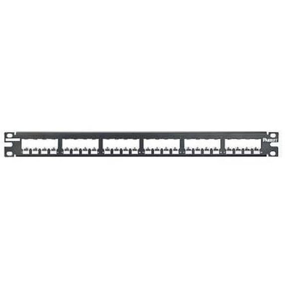 24 Port All Metal Modular Patch Panel, Black - 1 Rack Unit