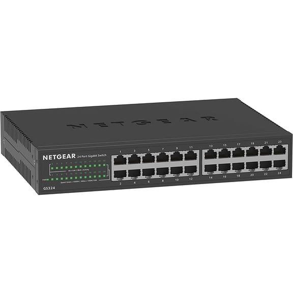 24-Port Gigabit Ethernet Unmanaged Essentials Switch (GS324) - Desktop, Wall, or Rackmount, Silent Operation