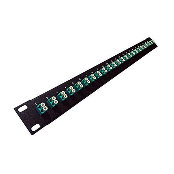 24 Port LC Fiber Patch Panel APC Singlemode (Green Couplers) (Loaded 1u) 19"