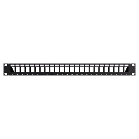24-Port Modular Patch Panel,1U, Black, Shielded