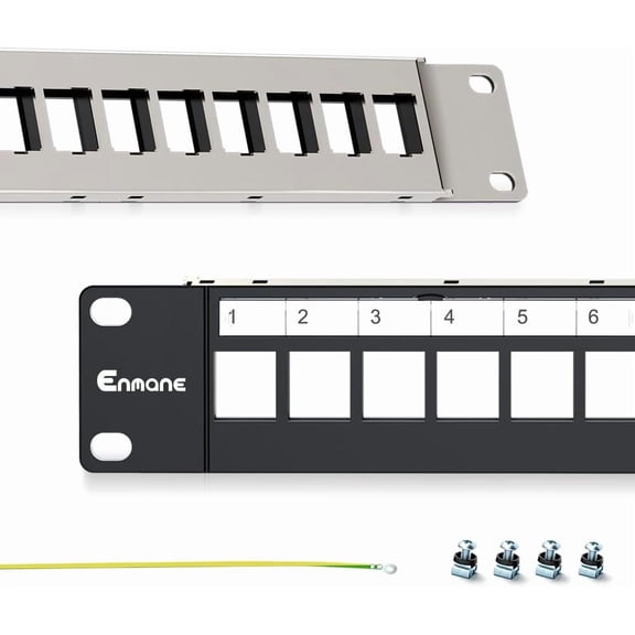 24 Port Patch Panel Blank Keystone Patch Panel 1U 19" for Rackmount & Wall Mount STP&UTP