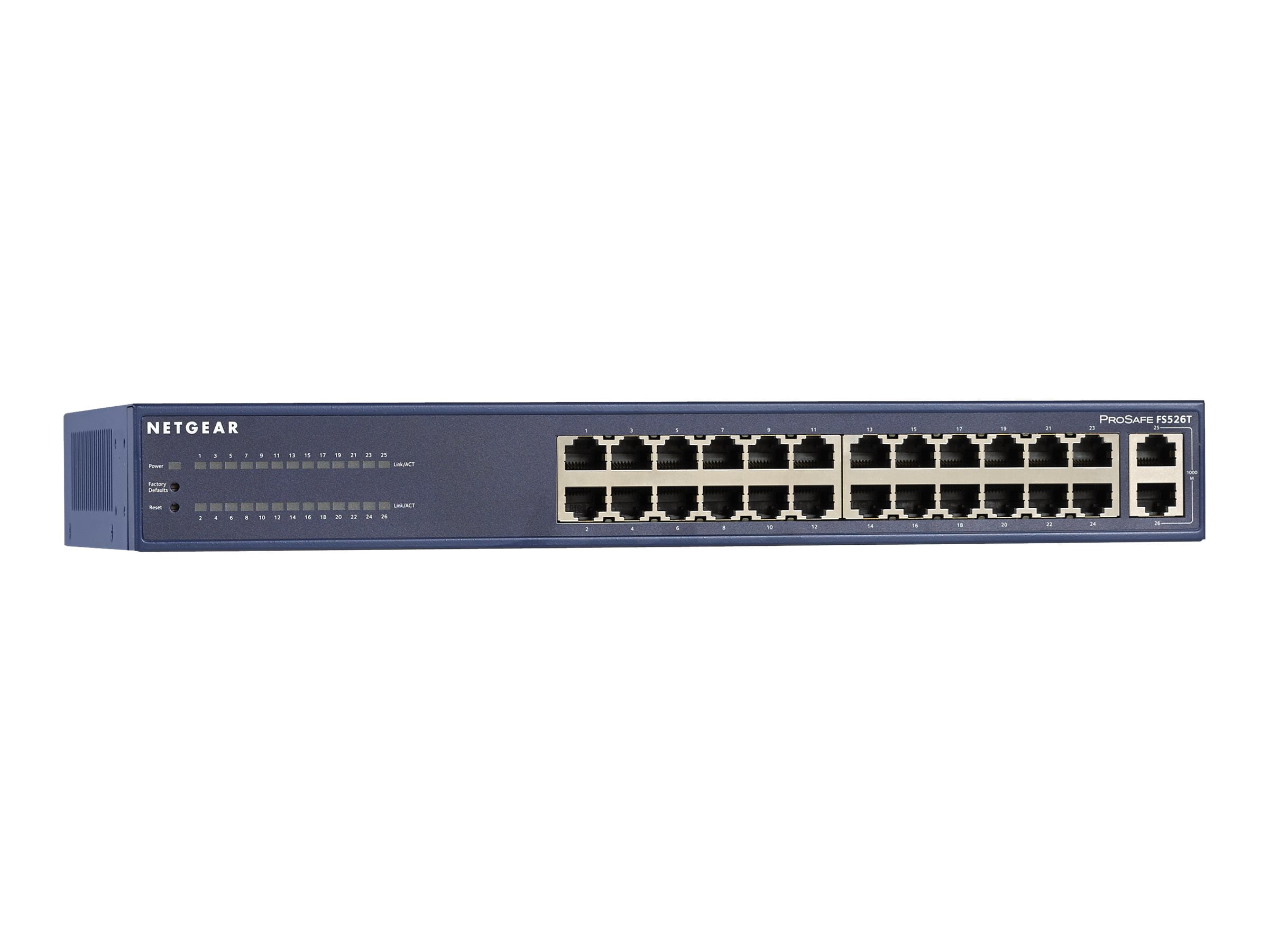 NETGEAR FS526Tv2 - Switch - managed - 24 x 10/100 + 2 x 10/100/1000 - desktop, rack-mountable