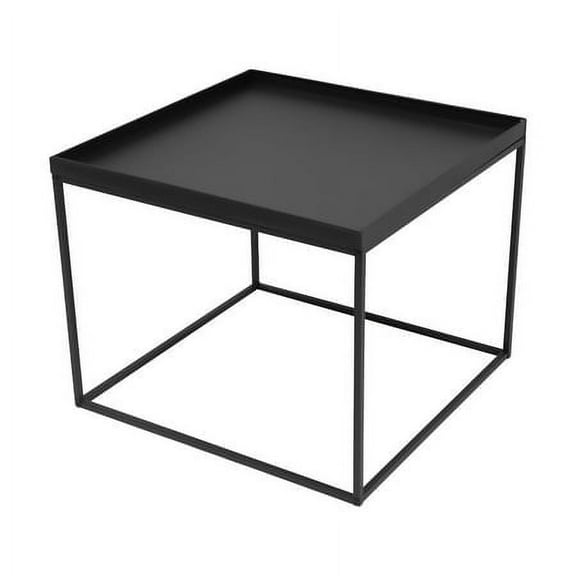 24" Portable Square Tray, Metal Side End Table Outdoor Camping Table Black