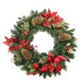 thumbnail image 1 of 24" Pre-Decorated Red Poinsettia and Gold Pine Cone Artificial Christmas Wreath - Unlit, 1 of 2