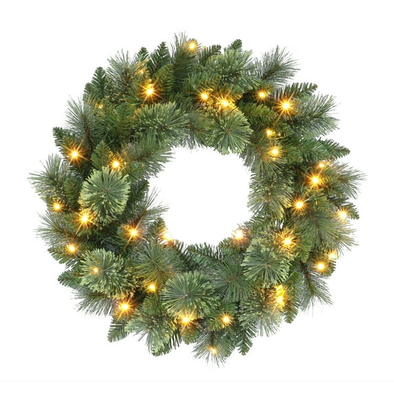 24" Pre-Lit Wreath with Battery-Operated Timer