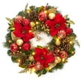 thumbnail image 1 of 24" Prelit Christmas Wreath Battery Operated Lighted Xmas Wreath with Red Gold Balls  for Front Door Fireplace Wall Window, 1 of 8