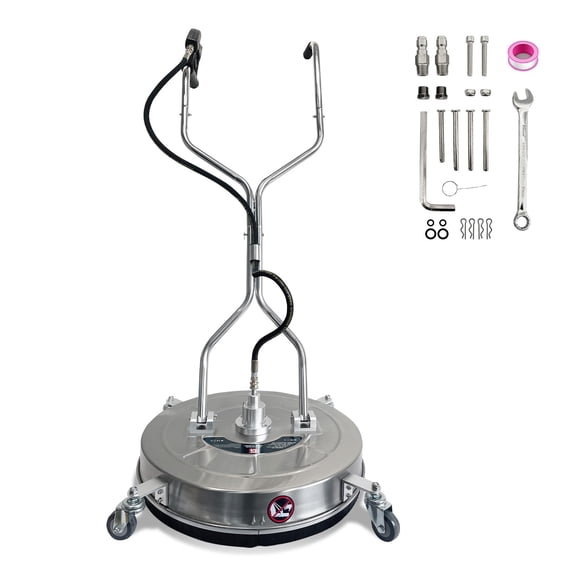 24'' Pressure Washer Surface Cleaner with 4 Wheels, 4900PSI Stainless Steel Dual Handle Surface Cleaner, Power Washer Surface Cleaner for Concrete, Driveways, Sidewalks,Patios,Decks Cleaning