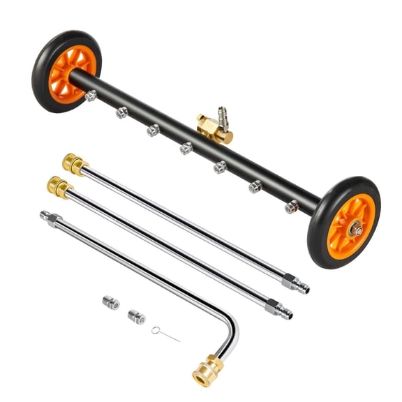 24" Pressure Washer Surface Cleaner, 4000 PSI Undercarriage Cleaner Kit, Stainless Steel, 7 Nozzles, 2 Extension Wands for Driveway, Patio, Deck Cleaning