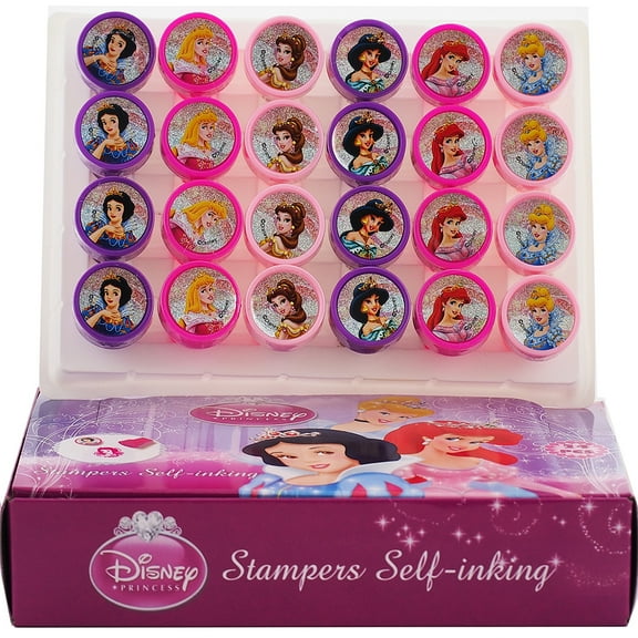 24 Princess Authentic Licensed Self Inking Stampers in Box