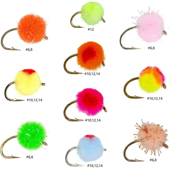 24 Producing Egg Dry Fly Fishing Lure Assortment | Trout, Steelhead, Salmon Fly Fishing Flies
