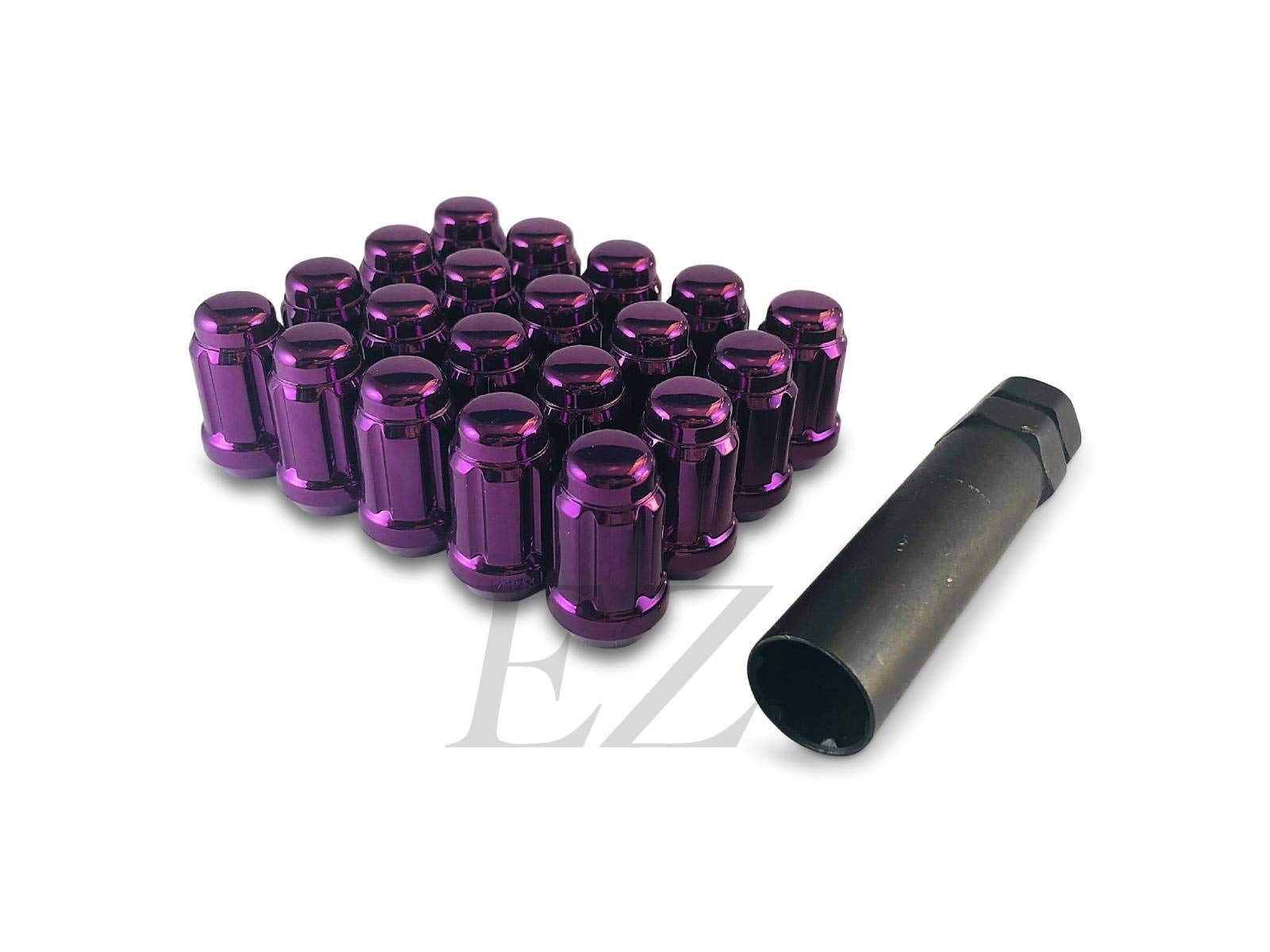 24 Purple Spline Drive Small Diameter Acorn 1/2" Purple Lug Nut Kit with Key