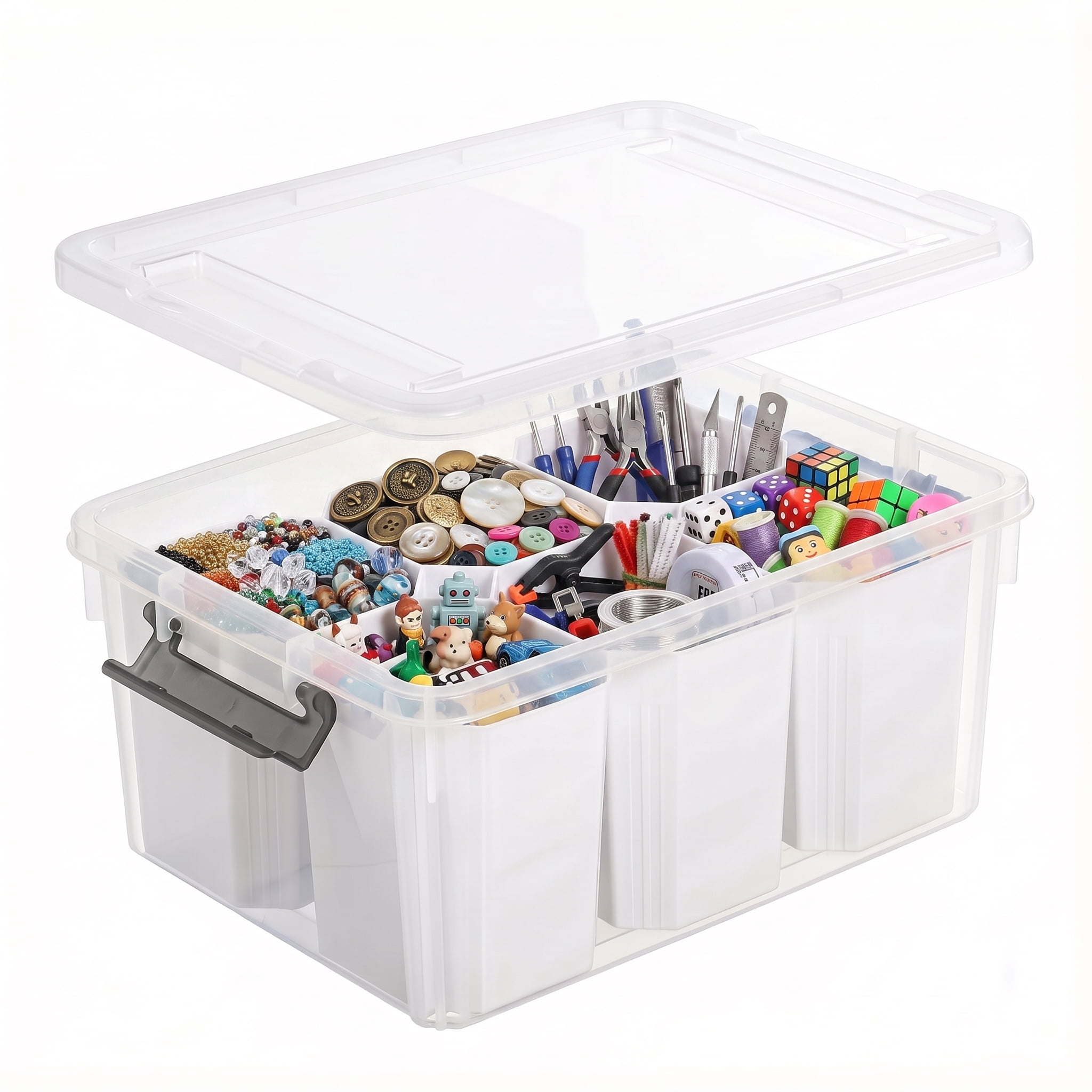 24 QT Plastic Storage Bins with Lids, Clear Stackable Containers, Art ...