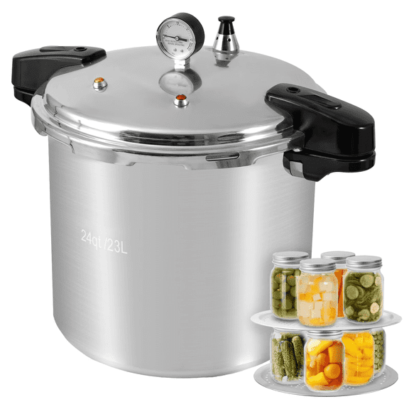 24 Quart/23 Liter Pressure Cooker,Pressure Canner with Pressure Gauge,Pressure Relief Valve - 15 PSI,and Sealing Ring