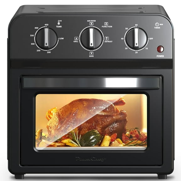 Plum Chef 13QT Air Fryer Toaster Oven Combo, 7-in-1 Countertop Convection Oven with 360° Hot Air Circulation for Healthy Oil-Free Cooking, Family Size, Includes Accessories & Adjustable Control