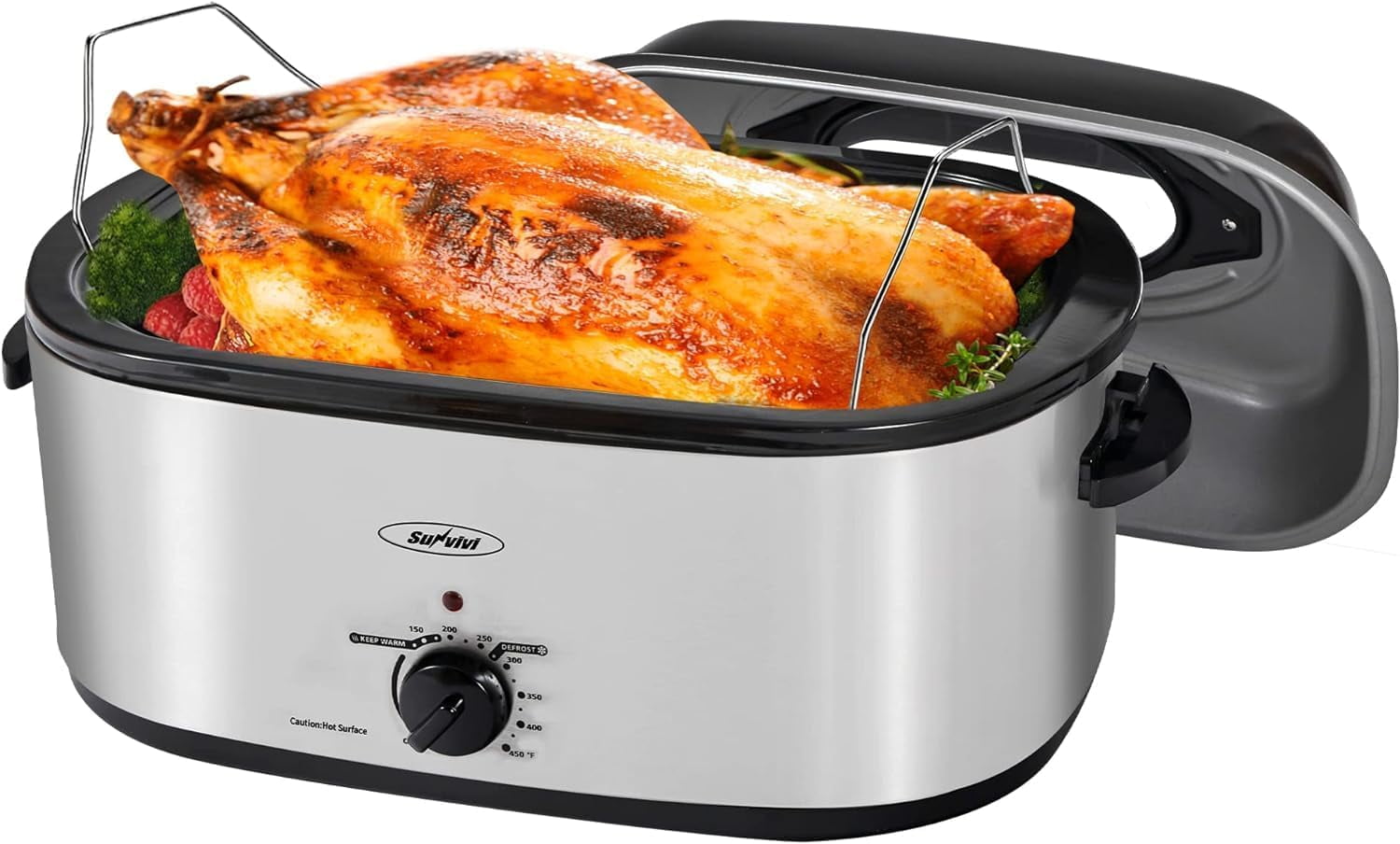 24 Quart Electric Roaster with Removable Pan,Electric Turkey Roaster ...