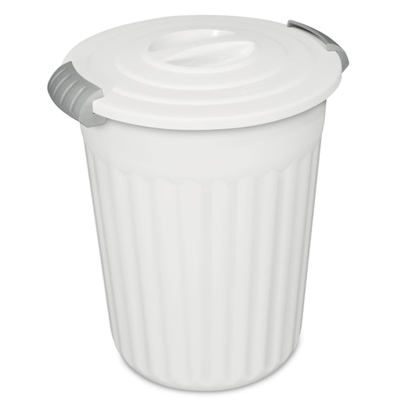 24 Quart Latching Utility Can  White Durable Plastic Storage Container with Secure Lid