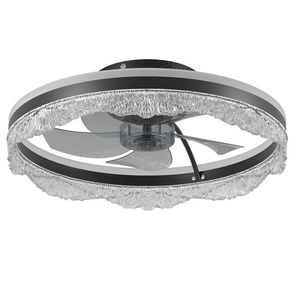 24” Quiet Ceiling Fan with LED Light  Flush Mount  Hidden Blades  Natural Airflow  Bedroom  Kids Room  Study Room