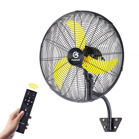 Fugoo 24 inch Outdoor Quiet Remote Control Oscillating Wall Mount Fan 4-Speed Waterproof Outdoor Industrial Wall Fans for House,Patios,Garage
