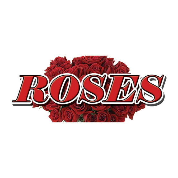 24" ROSES DECAL sticker red rose flowers flower shop