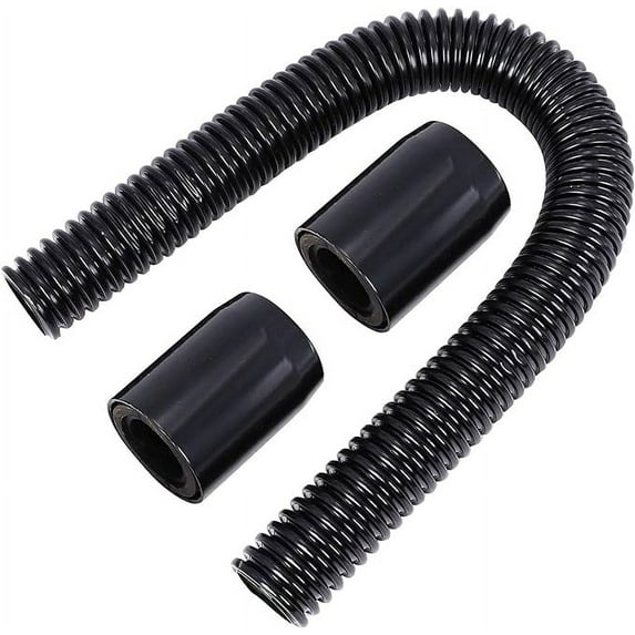 24" Radiator Hose Flexible Stainless Steel Universal Water Hoses With 2Pcs Chrome Caps Black