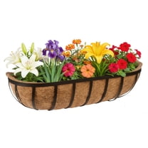 24" Railing Planter, Metal Window Box with Coco Liner for Deck, Patio & Porch, Sustainable Garden